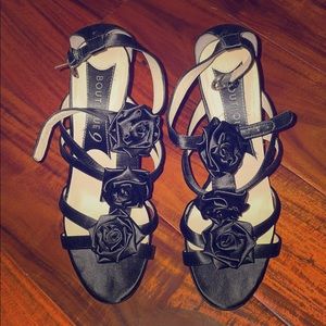 ❌SOLD❌Boutique 9 Black Satin hi heel Size 7.5